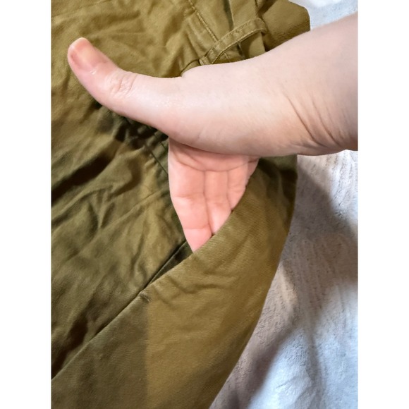 Zara Basic Women Paperbag Ankle Pants Size Small Wide Leg Dark KHAKI‎ Brown Y2K - Picture 4 of 10